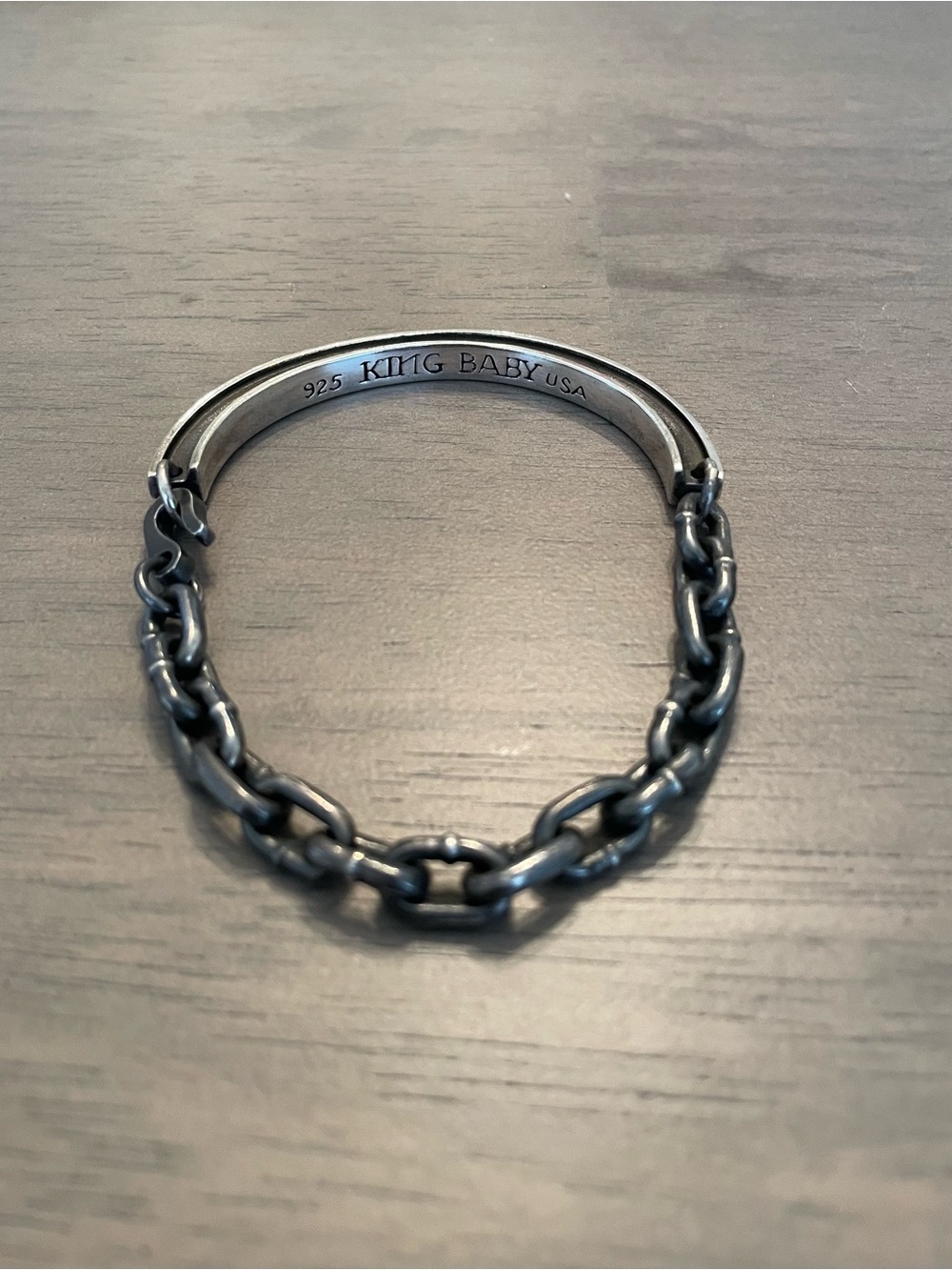 Authentic King Baby Studio 925 Sterling Silver Chain ID Cuff Bracelet USA 48g